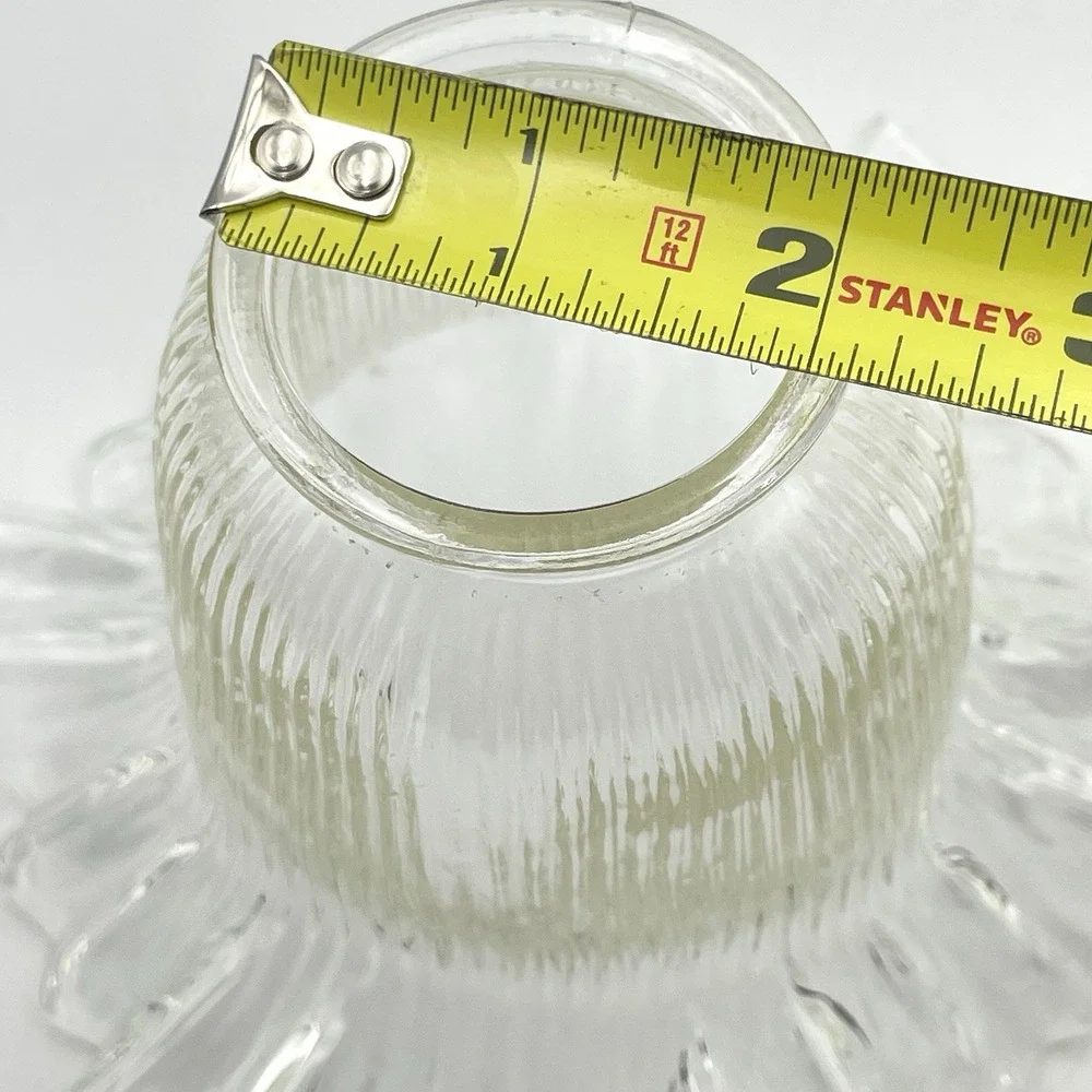 Vintage 1980s Clear Ribbed Glass Lamp Shades Ruffled Edge 2